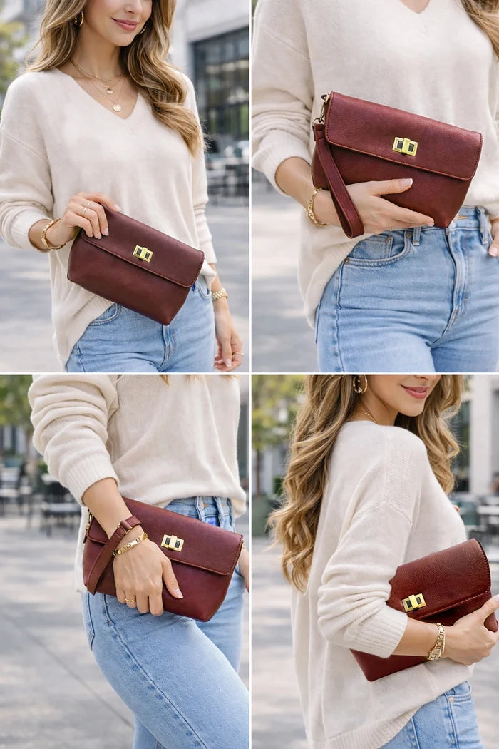 Ariel Leather Wristlet Wallet Travel Clutch Purse for Women