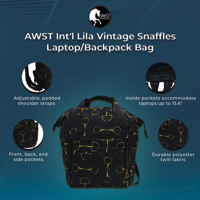 AWST Int'l Lila Vintage Snaffles Laptop/Backpack Bag