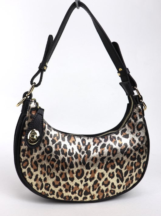 Bagitali Ebony Small Shoulder / Crossbody Bag - Leopard