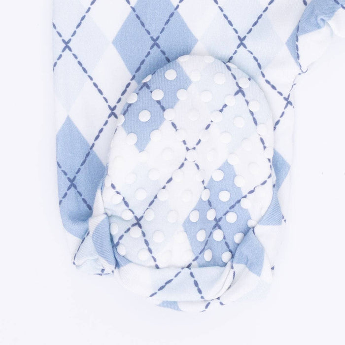 Blue Argyle - 2 Way Zipper Footie