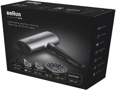 Braun Hair Dryer Htdc, Dryer Super Ionic, 3Speeds, 2200Watts, Grey