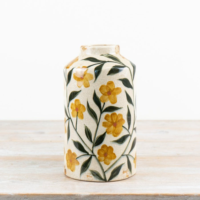 Cream Vase - Flower Detail