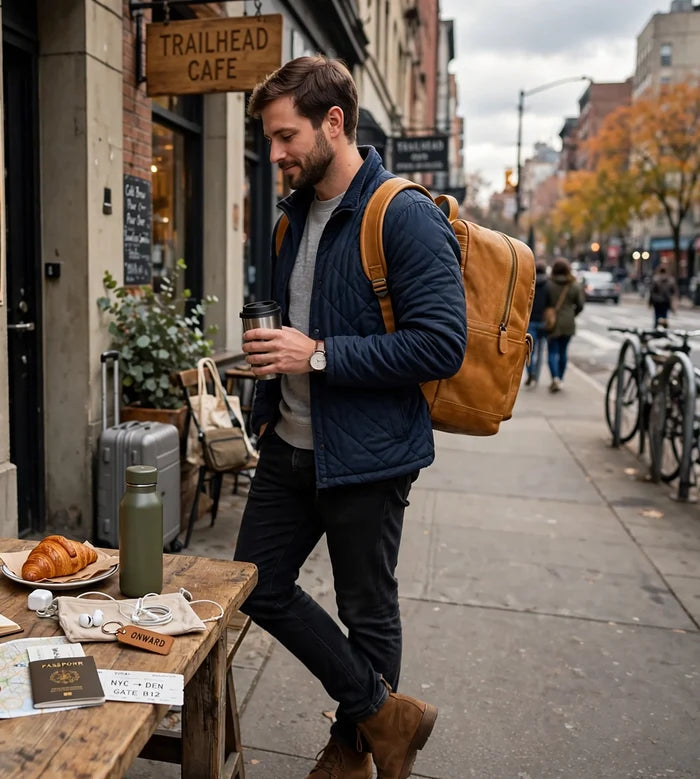 Full-Grain Leather Backpack - Laptop & Travel Rucksack