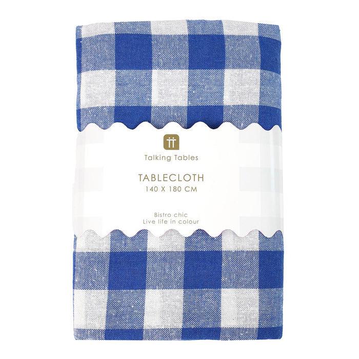 Gingham Fabric Tablecloth - Blue