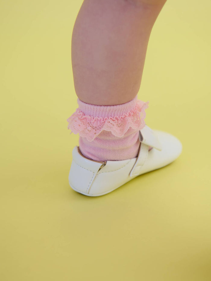 Girls Pink 3-Pack Ruffle Ankle Socks