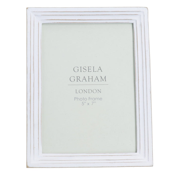 Gisela Graham 5x7" Resin Picture Frame - Antique White Groove