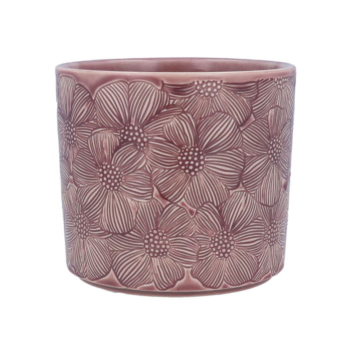 Gisela Graham Dusky Pink Cosmos Stoneware Plant Pot - 17cm