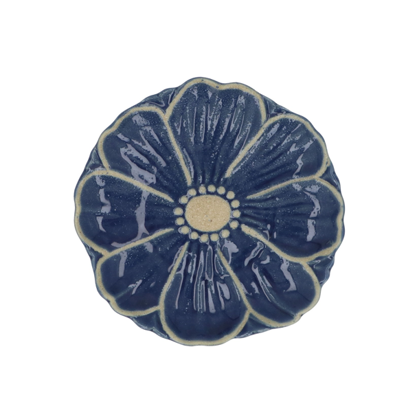 Gisela Graham Navy Stoneware Flower Plate