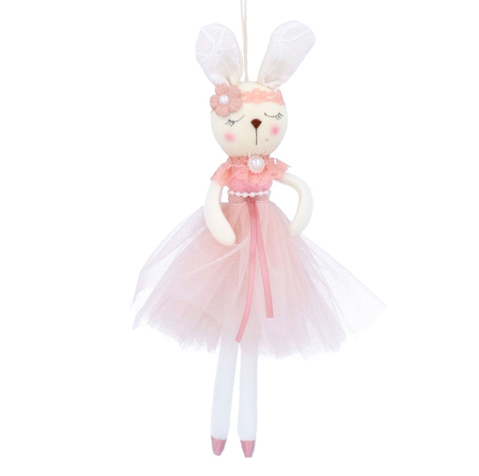 Gisela Graham Pink Fabric Bunny Decoration