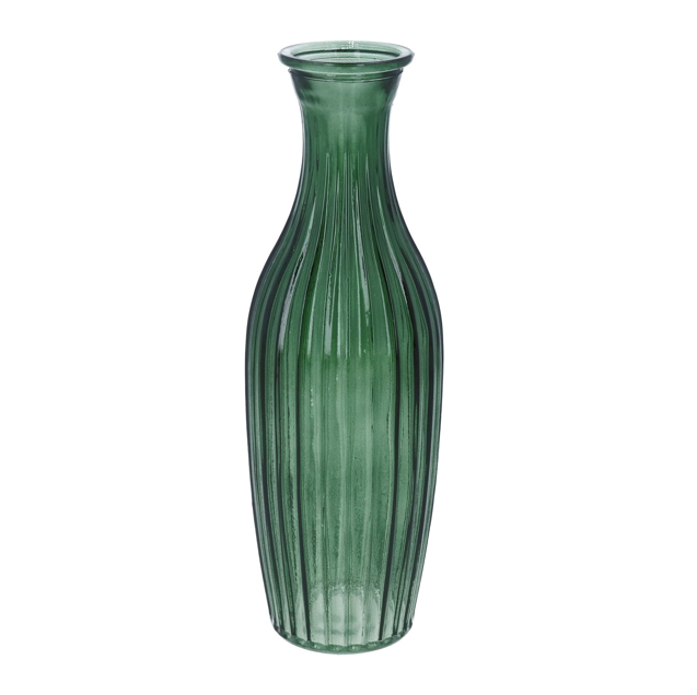 Gisela Graham Ribbed Glass Tall Bud Vase - Emerald Green
