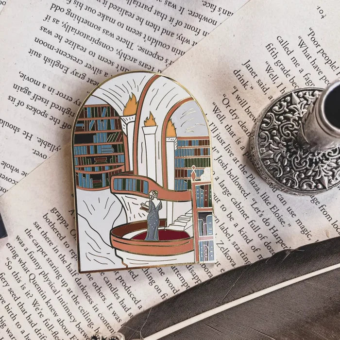 House of Wind Library Window Enamel Pin