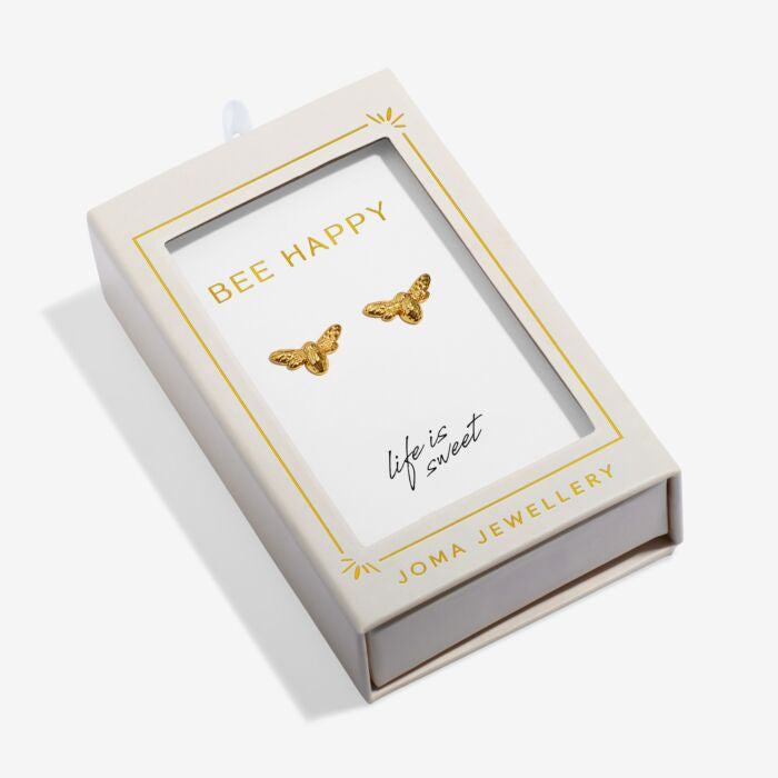 Joma Moments to Shine Gold Stud Earrings - Bee Happy
