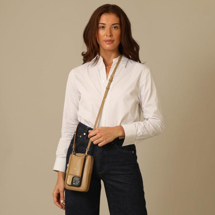 Large Expanded Pouch - Tan/Gold