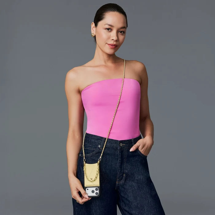 Lily Crossbody Phone Case Set - Butter Yellow Croc/Gold