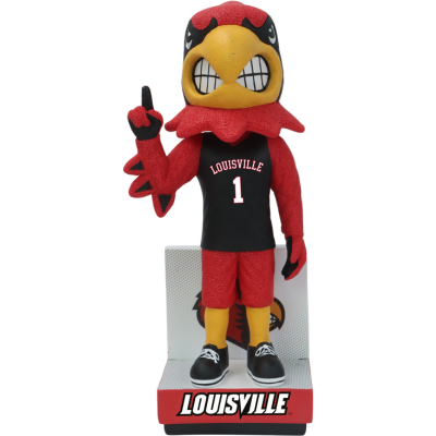 Louie the Cardinal Louisville Cardinals Mascot Black Basketball Jersey Bobblehead