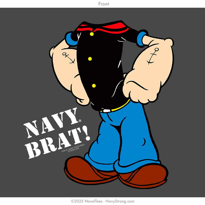 "Navy Brat Popeye" Onesie | Dark Grey