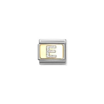 Nomination Classic Gold Charm - Glitter Letter E