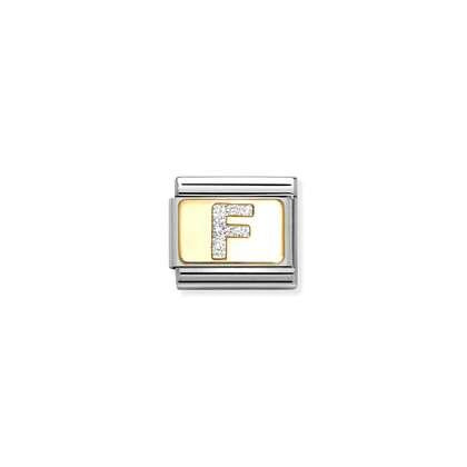 Nomination Classic Gold Charm - Glitter Letter F