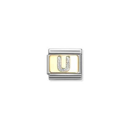 Nomination Classic Gold Charm - Glitter Letter U