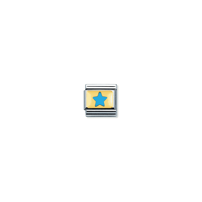 Nomination Classic Link Gold and Enamel Light Blue Star Charm