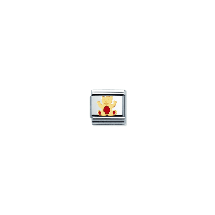 Nomination Classic Link Gold and Enamel Red Bear Charm