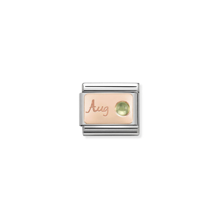 Nomination Classic Link Stone of the Month Rose Gold August Peridot