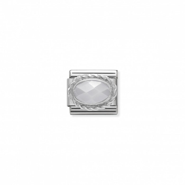 Nomination Classic Link Twisted Setting Faceted White Jade Charm