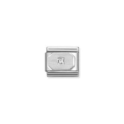 Nomination Classic Silver Charm - Rectangle & Clear CZ