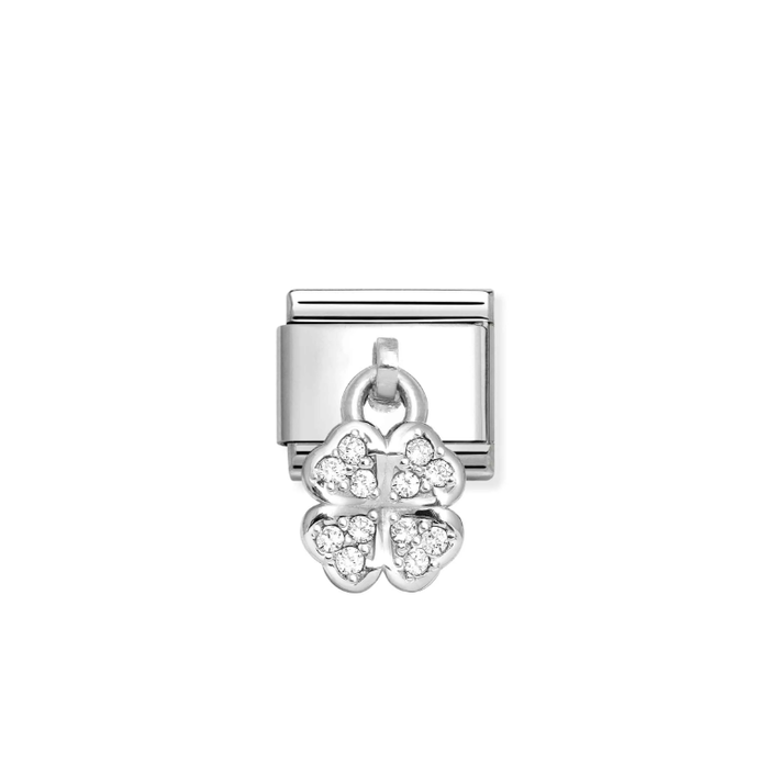Nomination Classic Silver Pendant Charm - Clear CZ Clover