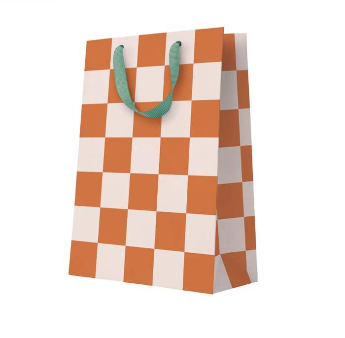 Ohh Deer Burnt Sienna Checkerboard Large Gift Bag