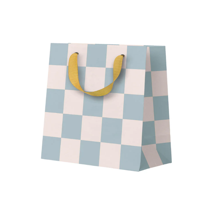 Ohh Deer Pale Blue Checkerboard Mini Gift Bag