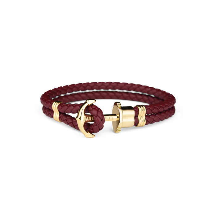 Ankerarmband Phrep Gold Leder Dark Berry