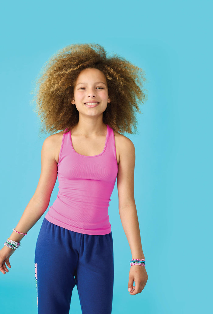 ROSE RIBBED RACERBACK TANK TOP (SMALL / MEDIUM (7-10))