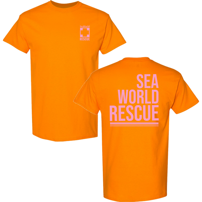 SeaWorld Rescue Orange Adult TeeSeaWorld Rescue Orange/Pink Adult Tee