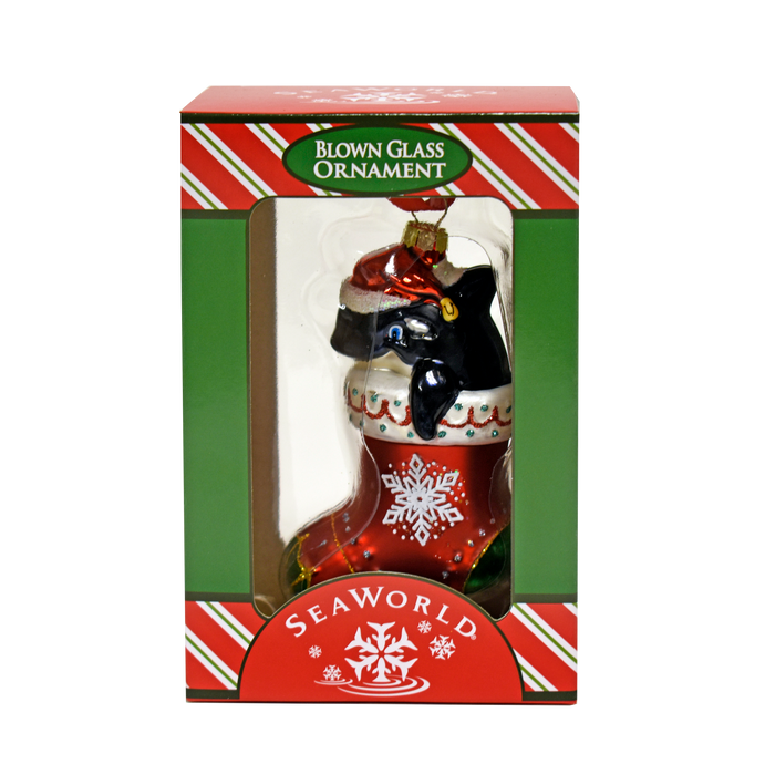 SeaWorld Whale Stocking Glass Ornament