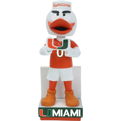 Sebastian the Ibis Miami Hurricanes Mascot Football Jersey Bobblehead