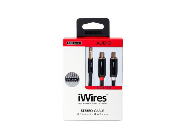 Techlink 710021 iWires 3.5mm To 2 X Rca / Phono Stereo Cable 1.0M Black