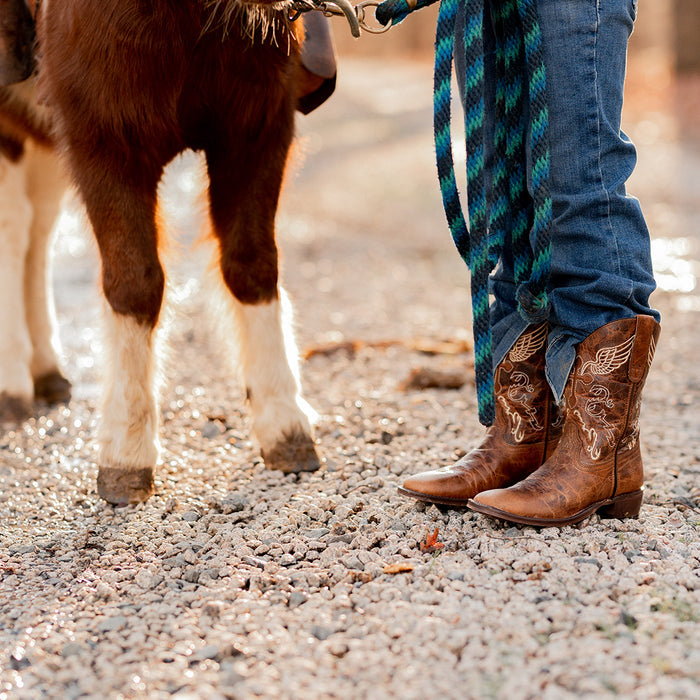 TuffRider Toddlers Sequoia Cross & Wing Embroidered Square Toe Western Boots