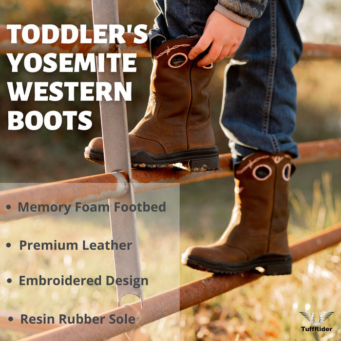 TuffRider Youth Yosemite Barbed Wire Embroidered Round Toe Western Boots