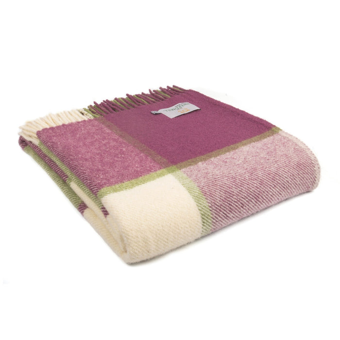 Tweedmill Block Check Throw - Raspberry