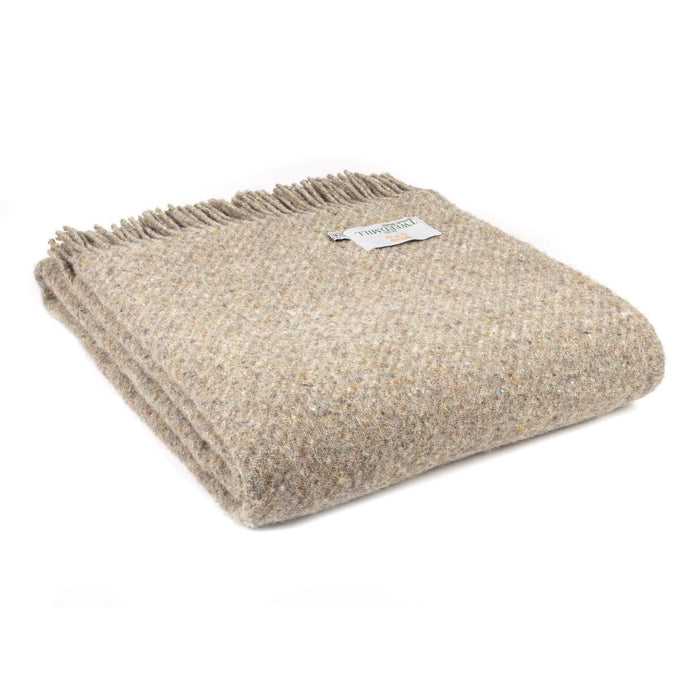 Tweedmill Recycled Diagonal Throw - Almond