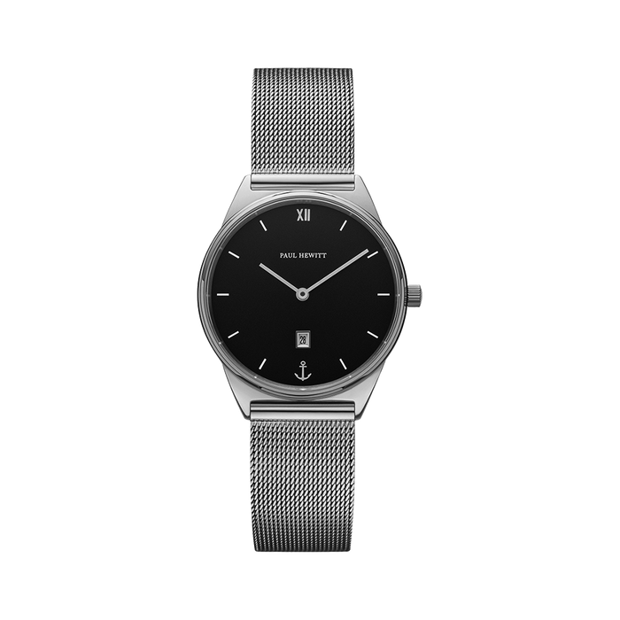 Uhr Praia Silber Schwarz Mesh Silber