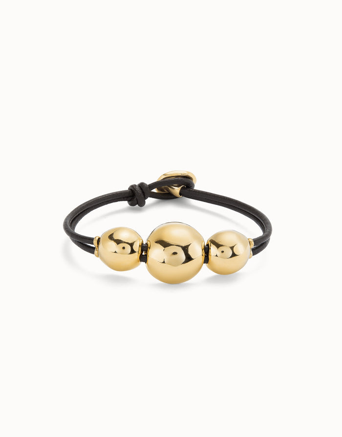 UNOde50 Leather & Bead Bracelet - Gold