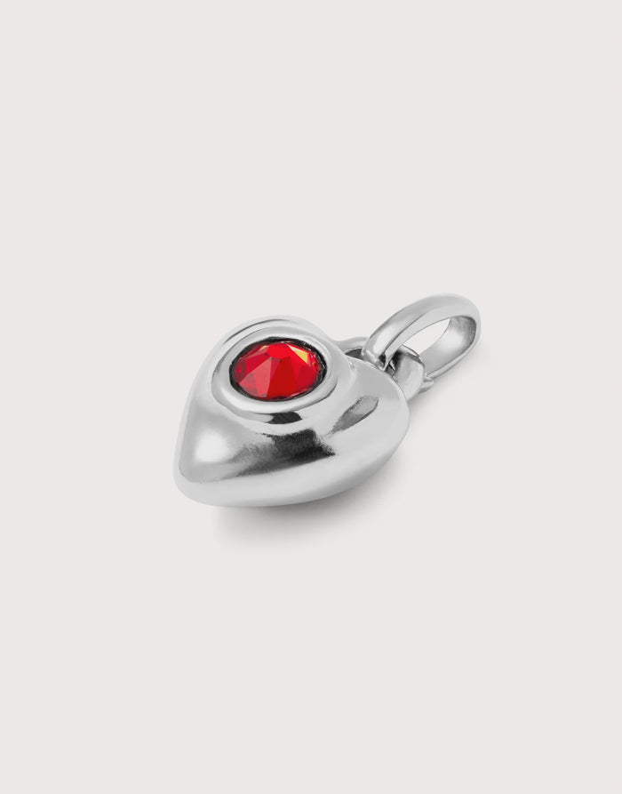 UNOde50 Silver Heart Pendant Charm - Red