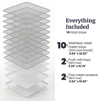 10 Tier Digital Food Dehydrator with Stainless Steel Trays