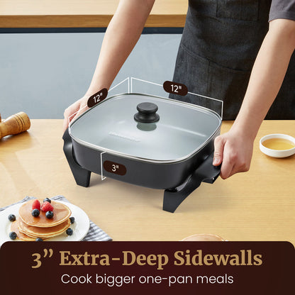 12" x 12" x 3" Ceralast™ PFAS Free Ceramic Electric Skillet