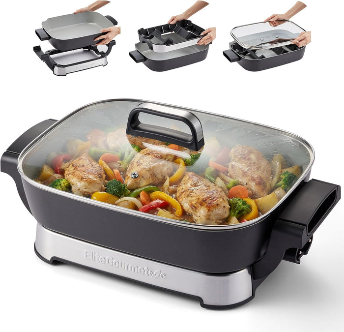 15" x 12" x 3" Stow-Away Foldable Ceralast™ Electric Skillet