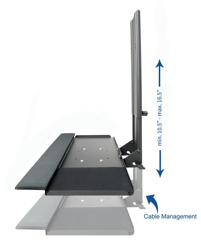 Integrated cable management to keep your workspace clean and tidy.