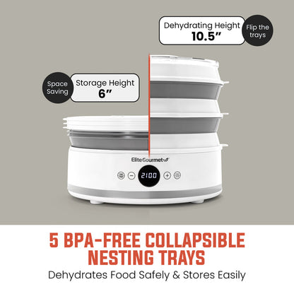 5 Tier Digital Food Dehydrator with BPA Free SlimStore™ Collapsible Trays