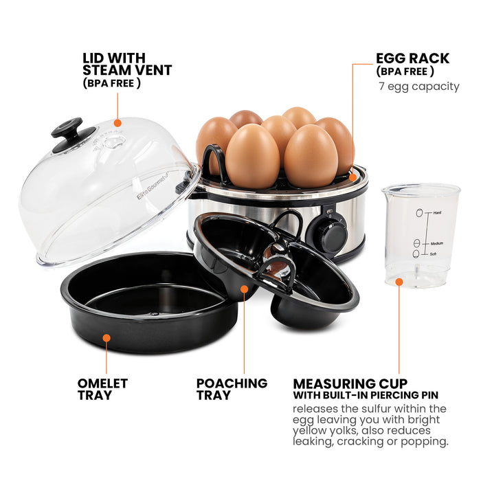 7-Egg Easy Egg Cooker (Stainless Steel)